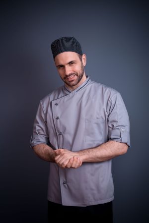 Jachetă Bucătar asimetrică, mânecă lungă cu bridă